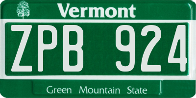 VT license plate ZPB924