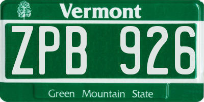 VT license plate ZPB926