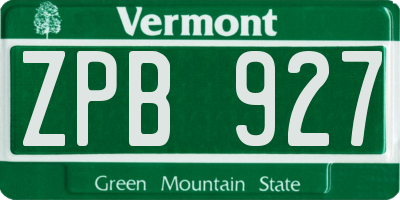 VT license plate ZPB927