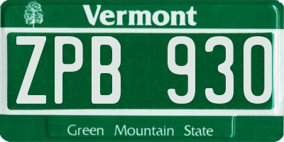 VT license plate ZPB930