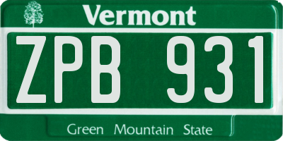 VT license plate ZPB931