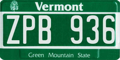 VT license plate ZPB936