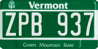 VT license plate ZPB937