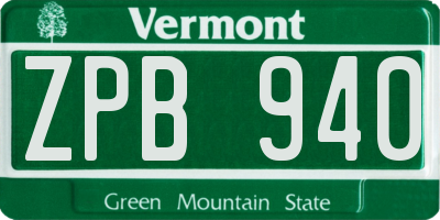 VT license plate ZPB940