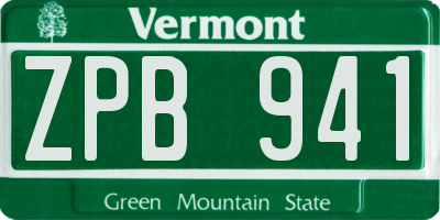 VT license plate ZPB941