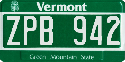 VT license plate ZPB942