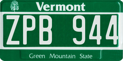 VT license plate ZPB944