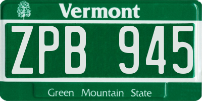 VT license plate ZPB945