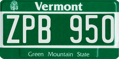 VT license plate ZPB950