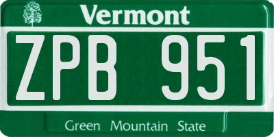 VT license plate ZPB951