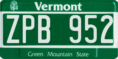 VT license plate ZPB952