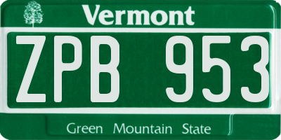 VT license plate ZPB953