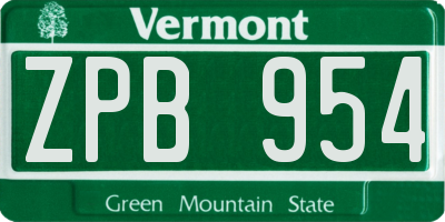 VT license plate ZPB954