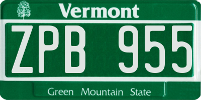VT license plate ZPB955