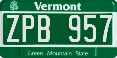 VT license plate ZPB957