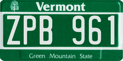 VT license plate ZPB961