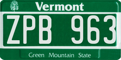VT license plate ZPB963