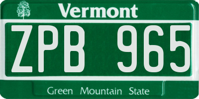 VT license plate ZPB965