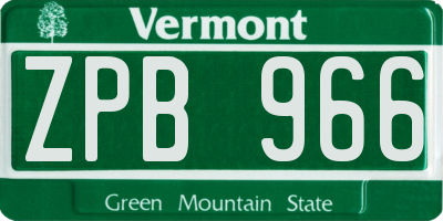 VT license plate ZPB966