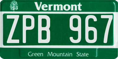 VT license plate ZPB967