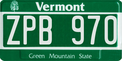 VT license plate ZPB970