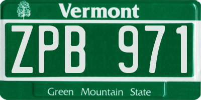 VT license plate ZPB971