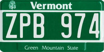 VT license plate ZPB974