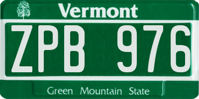 VT license plate ZPB976