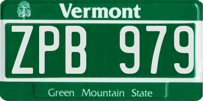 VT license plate ZPB979