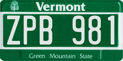 VT license plate ZPB981