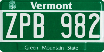 VT license plate ZPB982