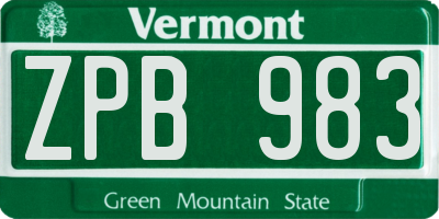 VT license plate ZPB983