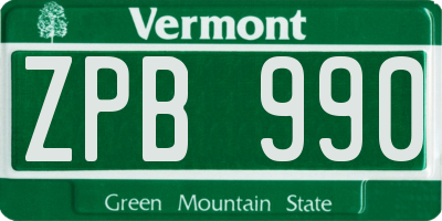 VT license plate ZPB990