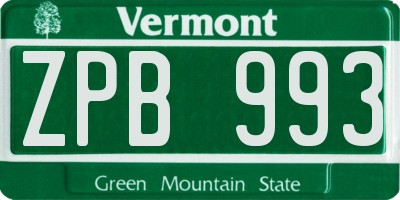 VT license plate ZPB993