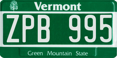 VT license plate ZPB995