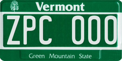 VT license plate ZPC000