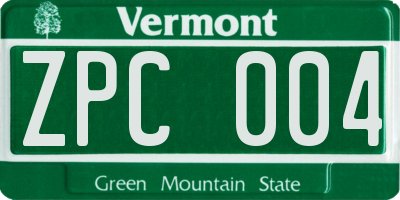 VT license plate ZPC004