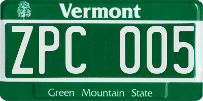 VT license plate ZPC005