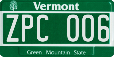 VT license plate ZPC006