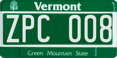 VT license plate ZPC008