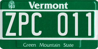 VT license plate ZPC011
