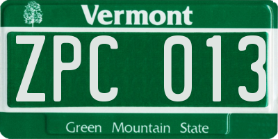 VT license plate ZPC013