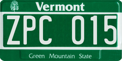 VT license plate ZPC015