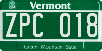 VT license plate ZPC018
