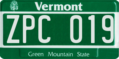 VT license plate ZPC019