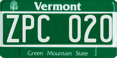 VT license plate ZPC020