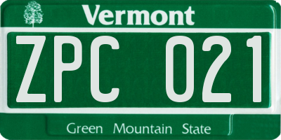 VT license plate ZPC021