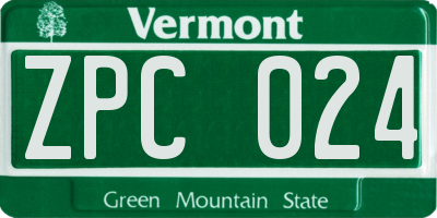 VT license plate ZPC024