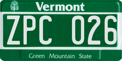 VT license plate ZPC026