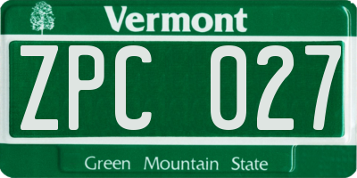 VT license plate ZPC027